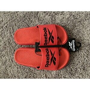 Reebok Athletic Flip Flop Dual Density Slide Men's Size 4 Red Black Logo New